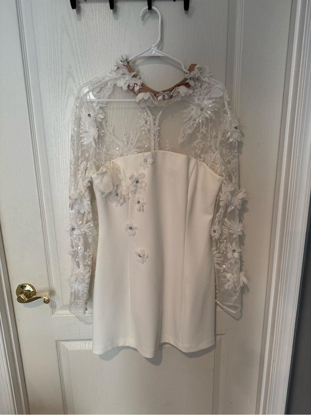 ELLIATT Damaris 3D Bead Mesh White Mini Dress XL
